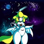  1:1 blush breasts collar covered_nipples female hi_res humanoid jirachi legendary_pok&eacute;mon looking_at_viewer nintendo nude one_eye_closed pok&eacute;mon pok&eacute;mon_(species) pussy smile solo space tangdroid thick_thighs video_games wink 