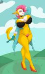  angrypotato96 anthro big_breasts breasts clothing collar curvaceous felid feline female footwear hi_res high_heels mammal monique_pussycat pubes shoes solo super_fuck_friends thick_thighs underwear wide_hips 