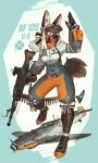  &lt;3 aircraft anthro bad_trigger_discipline black_fur bow_tie breasts brown_eyes brown_fur canid canine canis clothed clothing domestic_dog female fluffy fluffy_tail fur gun hair hat headgear headwear hi_res hideki_kaneda holding_gun holding_object holding_weapon looking_at_viewer machine_gun mammal open_mouth ranged_weapon solo weapon white_hair 
