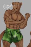  abs bulge clothing coal_(maririn) felid fur hi_res insaneeighteen male mammal muscular nipples pantherine pecs pose simple_background solo underwear vein 