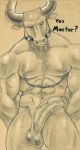  barazoku big_penis bovid bovine cattle chain collar european_mythology foreskin greek_mythology hi_res male male/male mammal minotaur muscular mythology penis slave solo tush uncut 