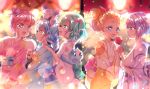  absurdres amamiya_erena animal_ears candy_apple cat_ears commentary_request cotton_candy food fuwa_(precure) hagoromo_lala highres hoshina_hikaru japanese_clothes kaguya_madoka kimono lantern paper_lantern precure prunce_(precure) star_twinkle_precure summer_festival touki_matsuri yukata yuni_(precure) 