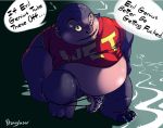  2016 3_toes 4_eyes alien balls beach bottomless clothed clothing dialogue digital_media_(artwork) disney english_text flamingbeaver high_contrast jumba_jookiba kweltikwan lilo_and_stitch looking_at_viewer male multi_eye nipple_outline obese overweight palm_tree penis profanity purple_skin seaside shirt signature solo speech_bubble straps t-shirt text toes topwear tree wet yellow_sclera 