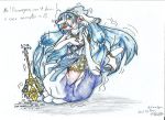  amphibian azura_(fire_emblem) blue_hair cursive female fire_emblem fire_emblem_fates hair invalid_tag nintendo pok&eacute;mon pok&eacute;mon_(species) scalie scared shiiriru sketch text transformation video_games watermark 