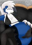  absurd_res alternate_color anthro breasts clothed clothing female fenefell fur hi_res legwear lycanroc mammal midnight_lycanroc nintendo pok&eacute;mon pok&eacute;mon_(species) smile solo video_games 