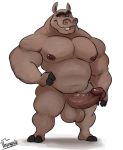  2019 2_toes anthro balls biceps big_balls big_nipples big_penis brown_body brown_eyes brown_nipples common_hippopotamus dreamworks erection fingers hi_res hippopotamid humanoid_penis looking_at_viewer madagascar_(series) male mammal moto_moto muscular muscular_male nipples nude pecs penis signature simple_background smile solo teeth thick_penis thick_thighs toes uniparasite vein veiny_penis white_background 