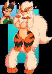  &lt;3 animal_humanoid anthro arcanine before_and_after big_breasts breasts clitoris collar collar_only featureless_breasts female gender_transformation green_eyes grey_eyes hi_res humanoid invalid_tag nintendo one_eye_closed orange_eyes pok&eacute;mon pok&eacute;mon_(species) post_transformation pussy sequence solo tongue tongue_out transformation video_games wink wrenzephyr2 