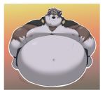  accessory anthro belly belly_jiggle big_belly brown_fur canid canine canis fur hands_on_hips headband horkeukamui infinitynebula male mammal moobs mostly_nude navel nipples obese obese_male overweight overweight_male solo tokyo_afterschool_summoners video_games wolf 