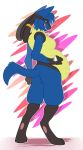  2017 anthro blue_eyes blue_fur citrinelle digital_media_(artwork) fur lucario nintendo pok&eacute;mon pok&eacute;mon_(species) solo standing tongue video_games vore 