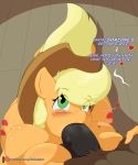  &lt;3 2019 applejack_(mlp) blush breasts cainesart clothing cutie_mark dialogue digital_media_(artwork) duo earth_pony english_text equid equine faceless_male female friendship_is_magic green_eyes hat headgear headwear hi_res horse male male/female mammal my_little_pony oral patreon penis pony sex solo_focus text vein 