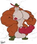  2018 5_fingers abs anthro balls biceps big_balls big_knot big_muscles big_nipples big_pecs big_penis black_nose canid canine clothed clothing disney erection fingers footwear fox fur hat headgear headwear hi_res huge_balls huge_knot huge_muscles huge_penis hyper hyper_balls hyper_muscles hyper_pecs hyper_penis looking_at_viewer male mammal muscular nipples orange_fur pecs penis pink_nipples pink_penis robin_hood robin_hood_(disney) shoes signature simple_background smile solo teeth thick_penis thick_thighs uniparasite vein veiny_muscles veiny_penis white_balls white_fur 