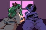  alien animal_humanoid anthro big_breasts breasts butt catty_(undertale) clothing felid felid_humanoid feline feline_humanoid green_hair hair huge_breasts humanoid lingerie long_hair looking_at_viewer mammal mammal_humanoid overweight pine_pine rear_view slightly_chubby smile space_dandy superspoe thick_thighs undertale video_games 