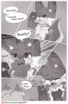  2019 anthro blush bodily_fluids collar comic coughing dialogue doujinshi duo english_text fur hi_res inner_ear_fluff iradeon male monochrome nia_(senz) open_mouth patreon sean_(senz) senz tears text url 