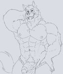  absurd_res anthro canid canine canis clothing fundoshi ghangaji hi_res humanoid_penis japanese_clothing kemono male mammal nipples nude penis sketch solo tongue tongue_out underwear wolf 