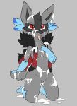  2019 anthro blue_fur bodily_fluids canid canine cum cum_everywhere cum_on_tongue digital_media_(artwork) ditto ejaculation female fluffy fur genital_fluids hi_res hybrid looking_at_viewer lucario mammal may_(kojondian) messy nintendo nude open_mouth pok&eacute;mon pok&eacute;mon_(species) poochyena pussy raveneevee red_eyes simple_background smile solo tagme teeth tongue tongue_out video_games zoroark 