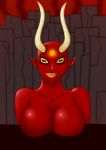  2019 anthro arms_behind big_breasts breasts censored clothed clothing demon devil_horns_(disambiguation) digital_media_(artwork) ear_piercing facial_piercing female grin hell horn humanoid lip_piercing lips looking_at_viewer mammal medusa_piercing naughty_face nude outside pentagram piercing portrait presenting presenting_breasts skylorbeck smile solo solo_focus topless 