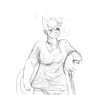  2019 bodily_fluids breasts cat_knight clothed clothing digital_media_(artwork) felid feline female hladilnik mammal scar simple_background sketch sweat 