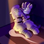  1:1 bdsm bondage bound duo equid equine female fluttershy_(mlp) friendship_is_magic gag hi_res horn mammal my_little_pony pterippus radiantrealm rope rope_bondage scared solo starlight_glimmer_(mlp) tape tape_bondage unicorn wings wings_tied 