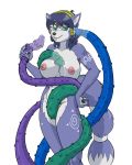  2019 alpha_channel anthro biped blue_eyebrows blue_fur blue_hair blue_nose blue_tail breasts canid canine claws coiling digital_media_(artwork) eyebrow_through_hair eyebrows eyelashes female fox front_view fur green_eyes hair hi_res krystal long_hair long_tail mammal multicolored_fur multicolored_tail nintendo nipples nude penis_tentacles pink_nipples simple_background solo standing star_fox stogiegoatarts tail_ring tentacle_grab tentacles translucent translucent_hair transparent_background two_tone_fur two_tone_tail video_games white_claws white_fur white_tail 