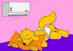  air_conditioner bed bird_dog butt canid canine canis clothing comforting cuddling doggettdouglasmcdog domestic_dog eyes_closed golden_retriever hunting_dog mammal pillow retriever sleeping smile underwear white_clothing white_underwear 