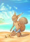  absurd_res anthro beach bottomwear clothing hi_res hotty male mammal narr8 rodent sciurid sea seaside shorts subject9 swimming swimming_trunks swimwear water young 