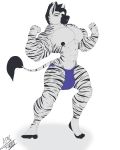  angrypotato96 anthro bulge clothing equid equine flexing hi_res male mammal muscular muscular_male nipple_piercing nipples pecs piercing sampson_(angrypotato96) solo standing underwear zebra 