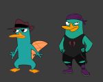  5:4 anthro clothed clothing duo fan_character featureless_crotch male mammal monotreme perry_the_platypus phineas_and_ferb pj_the_platypus platypus raymondfoxxx 