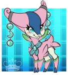  2016 alpha_channel blush cerise_de_estienne cervid cervine chibi crescent_moon female fur green_highlights hair_highlights hooves horn horn_ornament horn_ring jewelry legendary_pok&eacute;mon mammal moon nintendo pattern_background pink_fur pink_nose pok&eacute;mon pok&eacute;mon_(species) pose scarf shiny_pok&eacute;mon simple_background snout solo sparkles tales_of_tabira video_games virizion watermark whimsydreams 