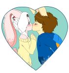  &lt;3 2018 absurd_res aisha_the_rabbit_(miu_vamcat) amphibian anthro blue_eyes blush brown_hair clothed clothing digital_media_(artwork) ears_down ears_up eyes_closed fan_character female fur hair heart_shaped hi_res hybrid kissing lagomorph leporid male mammal miu_vamcat pivoted_ears rabbit simple_background surprise sweater tamer_the_swampkingdefender_(tamersan) topwear white_hair 