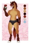  clothed clothing equid equine flower horse male mammal model_sheet plant rose_(flower) solo spottedtigress topless underwear 