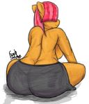  anthro babs_seed_(mlp) big_breasts big_butt breasts butt clothed clothing equid equine female fetishsketches friendship_is_magic mammal my_little_pony solo topless 