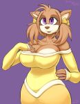  2018 anthro big_breasts breasts clothed clothing digital_media_(artwork) female hi_res mammal smile snao sonic_(series) toffee_the_hedgehog 
