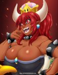  alternate_species animal_humanoid big_breasts bowser bowsette_meme breasts cleavage clothed clothing collar crossgender crown dark_skin darkereve female hi_res humanoid mario_bros nintendo open_mouth solo spiked_collar spikes super_crown video_games 