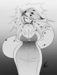  absurd_res big_breasts breasts cleavage clothed clothing collar female hi_res one_eye_closed reptile scalie solo vale-city wink 