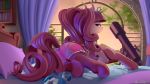  16:9 2019 cutie_mark day detailed_background digital_media_(artwork) discordthege equid equine eyelashes fan_character female feral hair hi_res hooves horse inside mammal my_little_pony pink_hair pony red_eyes smile solo 
