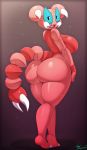  2019 absurd_res anthro arthropod big_breasts big_butt breasts butt digital_drawing_(artwork) digital_media_(artwork) female hi_res huge_breasts huge_butt looking_at_viewer looking_back miso_souperstar nintendo open_mouth pok&eacute;mon pok&eacute;mon_(species) shiny_pok&eacute;mon side_boob signature skorupi solo thick_thighs video_games 