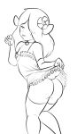  anthro blep bovid butt caprine clothing clothing_lift dress dress_lift female hi_res hibiscus_(thecon) mammal sheep solo thecon tongue tongue_out 