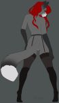  anthro canid canine clothing female fox garter_straps hair hi_res legwear looking_back mammal missy_(artist) pussy rear_view red_hair simple_background smile solo standing stockings vampire vermillion 