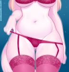  anthro bra breasts clothing faceless_female female garter_straps kitsunewaffles-chan lingerie mammal panties solo thick_thighs under_boob underwear wide_hips 