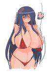  artist_request bikini breasts genshiken glasses huge_breasts long_hair nipple_slip nipples oono_kanako plump solo swimsuit 