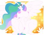  anthro big_breasts breasts crouching equid female friendship_is_magic hi_res horn leinhart mammal my_little_pony nipples princess_celestia_(mlp) pussy thick_thighs winged_unicorn wings 