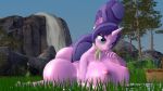  3d_(artwork) anthro big_breasts big_butt breasts butt cookie_crumbles_(mlp) digital_media_(artwork) equid female friendship_is_magic hi_res horn huge_breasts mammal mature_female my_little_pony nipples nude outside sfmoclock solo unicorn 