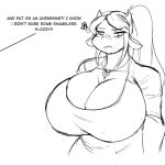  anthro big_breasts bovid bovine breasts cattle cleavage clothed clothing dialogue female huge_breasts jewelry jwinkz mammal necklace summer_(jwinkz) 