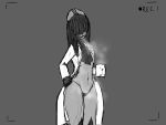  2019 beverage black_and_white breasts clothed clothing coffee digital_media_(artwork) female flora_fauna floran hi_res humanoid looking_at_viewer medicinal_succ monochrome nightsour_(character) non-mammal_breasts not_furry open_mouth plant plant_humanoid simple_background solo starbound steam thick_thighs thong underwear video_games wide_hips 