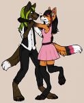  anthro canid canine canis clothed clothing dancing dress felicia_fox female fox hair legwear male mammal multicolored_hair stockings tankers tevayra thigh_highs wolf 