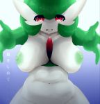  2019 absurd_res anthro ashraely big_breasts bodily_fluids breasts crying digital_media_(artwork) female female_focus gardevoir hi_res hug humanoid looking_at_viewer nintendo not_furry nude open_mouth pok&eacute;mon pok&eacute;mon_(species) red_eyes simple_background solo solo_focus tears video_games 