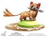  bowl cryptid-creations cutlery food food_creature kitchen_utensils mammal mustela mustelid musteline oatmeal solo spoon stoat tools 