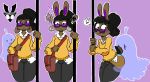  absurd_res anthro black_hair brown_fur bulge chris_bunny christomwow clothed clothing crown erection eyewear fur ghost girly glasses hair hi_res lagomorph leporid male mammal pants_pull purple_eyes rabbit spirit sweater topwear 