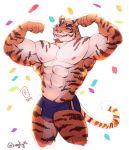  2019 abs anthro biceps clothing digital_media_(artwork) felid fur hi_res male mammal muscular muscular_male pantherine pecs raytig12 solo tiger 