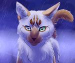  2d_animation ambiguous_gender animated brown_fur felid feline feral fur hi_res konarika looking_at_viewer mammal raining solo whiskers white_fur 